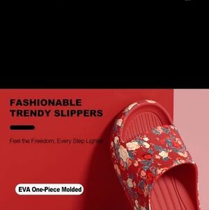 Floral Red Women's Slide Sandals